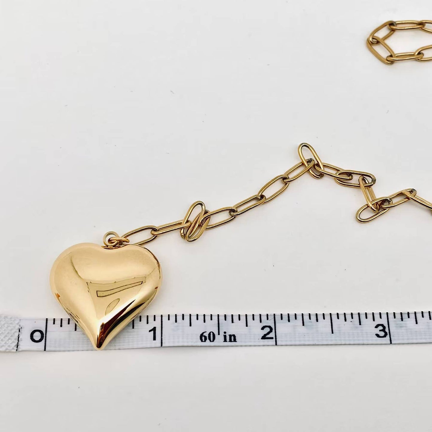 Paper Clip Design Chain Heart-shaped Charm Necklace - FGS