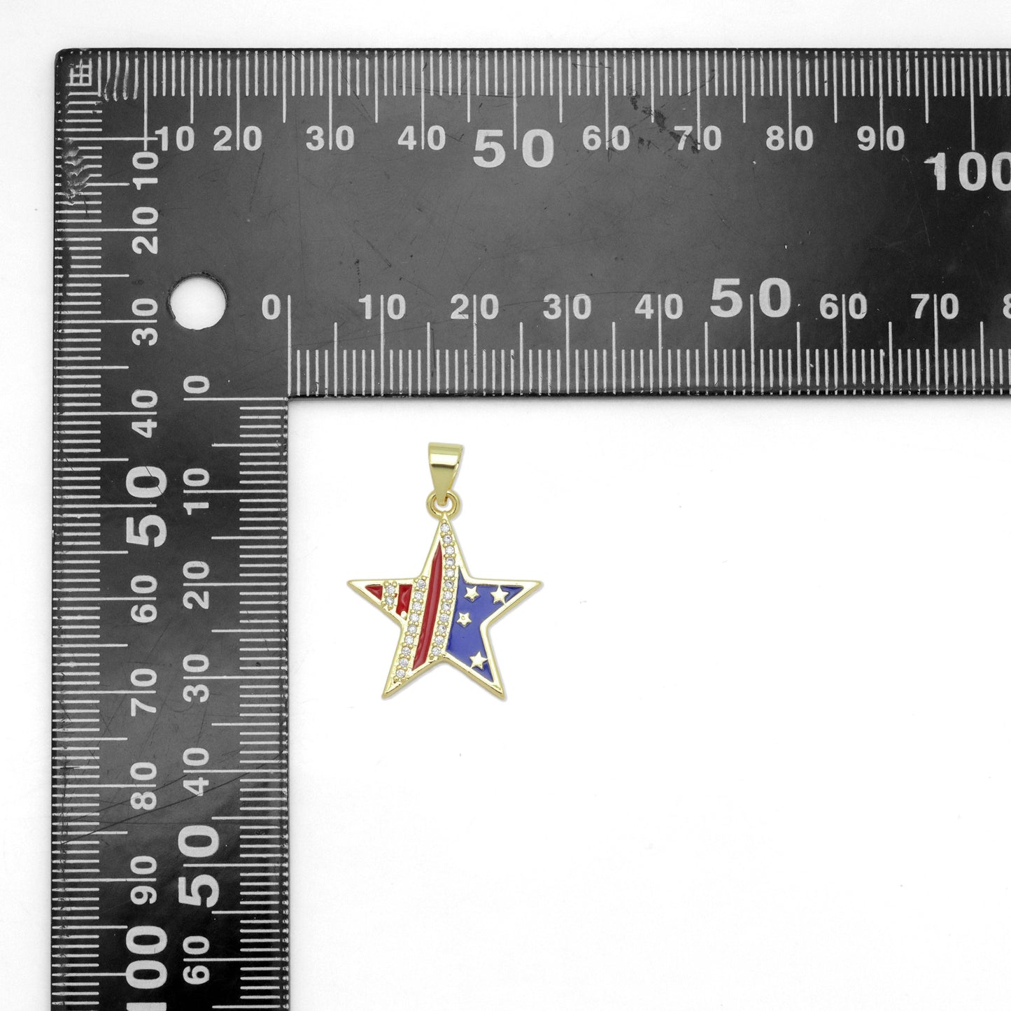 American Flag Five Point Star Charm Pendant, Sku#LK977